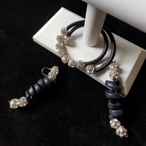Vintage 80's rubber & rhinestone jewelry set